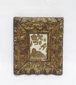 19th century silkwork panel with embroidered lion,