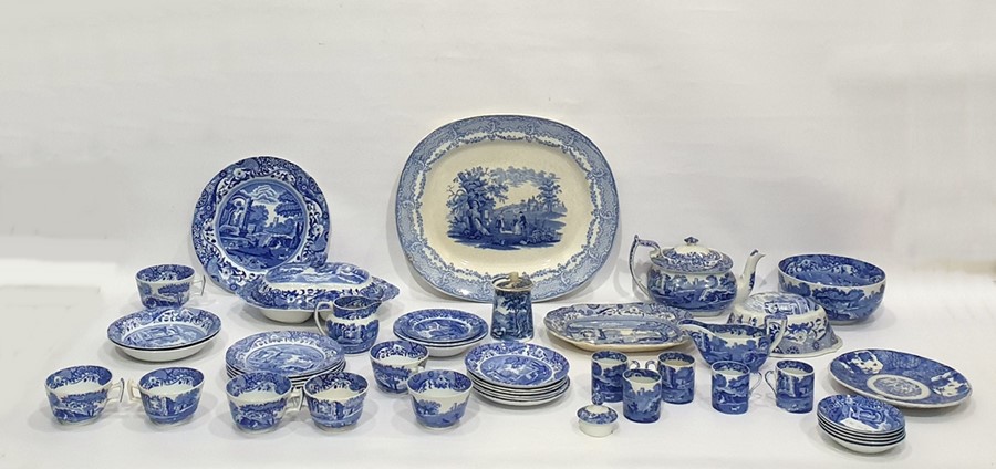 Large quantity of blue and white including a Copeland Spode 'Italian' pattern double entree dish and