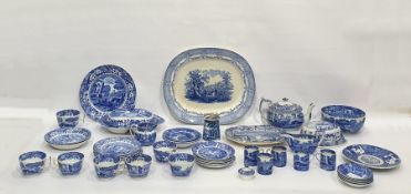 Large quantity of blue and white including a Copeland Spode 'Italian' pattern double entree dish and