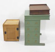 Painted Davenport-type desk with oak single door cabinet and oak writing slope