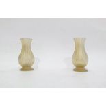 Pair of miniature opaline glass and eglomise baluster vases, footed and ribbed, 7.5cm high (2)