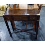 20th century mahogany campaign style single drawer side table by Drexel, on square section