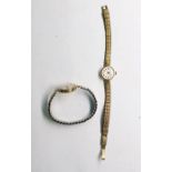 Lady's gold-coloured metal Cyma wristwatch with circular dial and expanding strap and a lady's