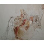 Attributed to Sir William Russell Flint  Watercolour and pencil sketch Nuns, unsigned, attributed