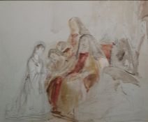 Attributed to Sir William Russell Flint  Watercolour and pencil sketch Nuns, unsigned, attributed