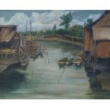 20th century Eastern school  Oil on board  River s