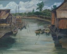 20th century Eastern school  Oil on board  River s