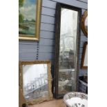 Mirror, possibly an overmantel mirror, in a carved gesso frame, 100m x 40cm (damaged) and a