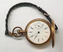 Gent's gold hunter pocket watch by Waltham, circul