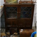 20th century oak cabinet with leaded glazed doors