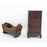 20th century mahogany chest of six drawers, to bracket feet and a pine crib (2)