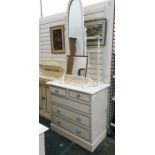 Quantity of bedroom furniture to include white and blue painted chest of two short over three long