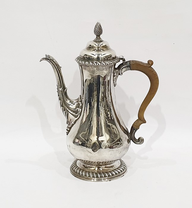 George III silver coffee pot, maker's mark 'WT', London 1772, of plain baluster form with