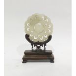 Chinese carved mutton fat jade medallion, stylised