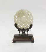 Chinese carved mutton fat jade medallion, stylised