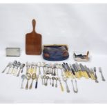 Quantity of silver plated cutlery, costume jewellery, beads, etc