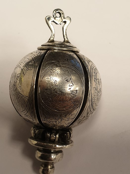 Silver pomander, circa 1600, unmarked, of globe fo - Image 10 of 13