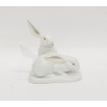 Herend model of two white rabbits, 15cm high