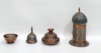 Indo-Persian copper and white metal hanging lanter