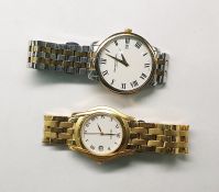 Gent's Raymond Weil, Geneva stainless steel and gilt metal wristwatch, the circular white dial