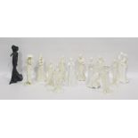 Seven Royal Worcester figurines from the 1920's Vogue collection, two Royal Worcester limited