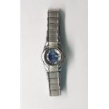 LOT WITHDRAWN lady's stainless steel Omega wristwatch with blue
