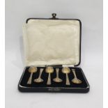 Set of six silver coffee spoons, Sheffield 1957 in fitted case