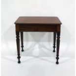 19th century two-drawer side table on turned supports, 76cm x 74cm