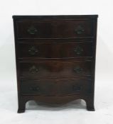 Mahogany serpentine fronted chest of four drawers, 60.5cm x 76cm