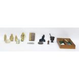 Assorted miscellaneous items to include glass paperweight, resin reproduction figures, miniature