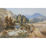 Unattributed Pair of watercolours  Rural scenes with barns and mountains and river and mountains,