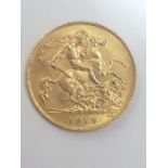 Gold half sovereign, 1913