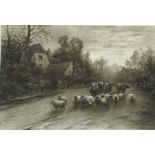 After Elmer Keene  Black and white print  "The Close of a Summers Day", published by