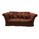 Three-seat red ground sofa