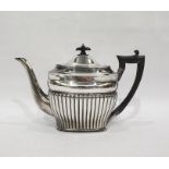 George III silver teapot, maker's mark 'I.B' (possibly Joseph Biggs), London 1804, of half-fluted