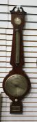 Mahogany cased banjo-type barometer with humidity gauge, thermometer and barometer dial, marked 'J