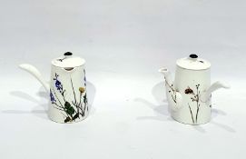 Cauldon porcelain hot chocolate pot and matching milk jug, both decorated with orchids and other