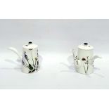 Cauldon porcelain hot chocolate pot and matching milk jug, both decorated with orchids and other