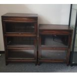 20th century oak three-sectional bookcase and similar two-sectional bookcase (2)