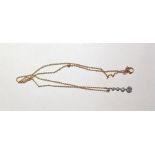 15ct gold and diamond necklace, the fine belcher-pattern chain necklace hung with five graduated