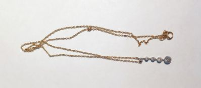 15ct gold and diamond necklace, the fine belcher-pattern chain necklace hung with five graduated