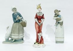 Lladro figure group of a girl with geese, 23cm high, another Lladro model of a girl holding a