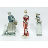 Lladro figure group of a girl with geese, 23cm high, another Lladro model of a girl holding a