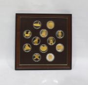 Set of 12 Franklin Mint proof medals from the Museum of Gold limited edition set, each 925