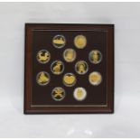 Set of 12 Franklin Mint proof medals from the Museum of Gold limited edition set, each 925