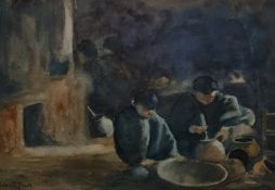 John P Fleet Watercolour "Chinese Potters", signed lower left, bears Michael Bullivant label