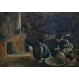 John P Fleet Watercolour "Chinese Potters", signed lower left, bears Michael Bullivant label