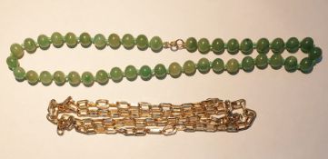 Green hardstone bead necklace and Muirian Haskell
