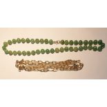 Green hardstone bead necklace and Muirian Haskell