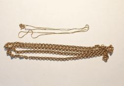 9ct gold belcher link necklace, approx. 9.9g and a fine 14ct gold chain, approx. 1.4g (2)